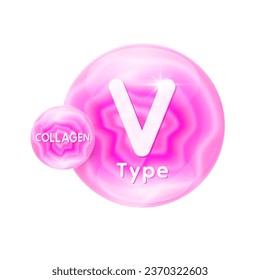 Collagen Type V pink. Vitamins protein essential supplement to the health body organs eye cornea and placenta or child infant. For nutrition design products food drug. Medical science concept. Vector.