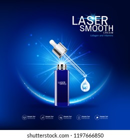 Collagen and Vitamins on Laser Background Vector for Cosmetics  Products and Skin Cares Banner Template