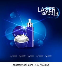 Collagen and Vitamins on Laser Background Vector for Cosmetics  Products and Skin Cares Banner Template