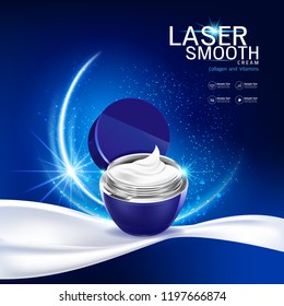 Collagen and Vitamins on Laser Background Vector for Cosmetics  Products and Skin Cares Banner Template