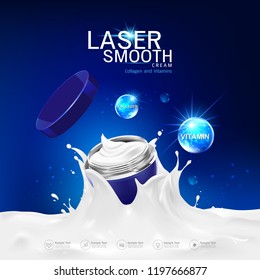 Collagen and Vitamins on Laser Background Vector for Cosmetics  Products and Skin Cares Banner Template