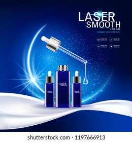 Collagen and Vitamins on Laser Background Vector for Cosmetics  Products and Skin Cares Banner Template