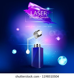 Collagen and Vitamins on Laser Background Vector for Cosmetics  Products and Skin Care Banner Template