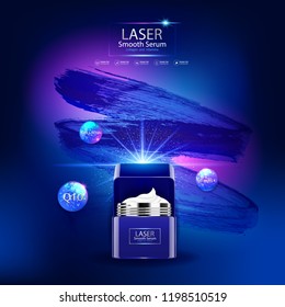 Collagen and Vitamins on Laser Background Vector for Cosmetics  Products and Skin Care Banner Template