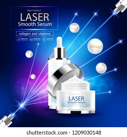 Collagen and Vitamins on Laser Background Vector for Cosmetics  Products and Skin Care Banner Template