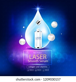 Collagen and Vitamins on Laser Background Vector for Cosmetics  Products and Skin Care Banner Template