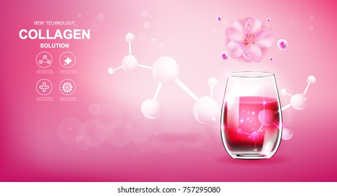 Collagen and Vitamins Repair Skin, Vector Background for Daily Supplement Products.
