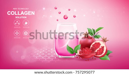 Collagen and Vitamins Repair Skin, Vector Background for Daily Supplement Products.
