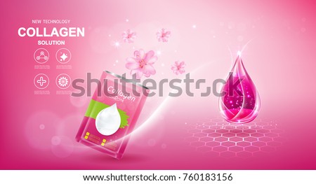 Collagen and Vitamins Repair Skin, Vector Background for Daily Supplement Products.