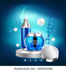 Collagen And Vitamins Serum Active for Skin Care Products.