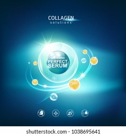Collagen And Vitamins Serum Active for Skin Care Products.