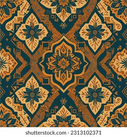 Ein abstraktes, im Collage-Stil gehaltenes Ornament aus verschiedenen Formen und Texturen, das ein visuell dynamisches und eklektisches Design schafft.