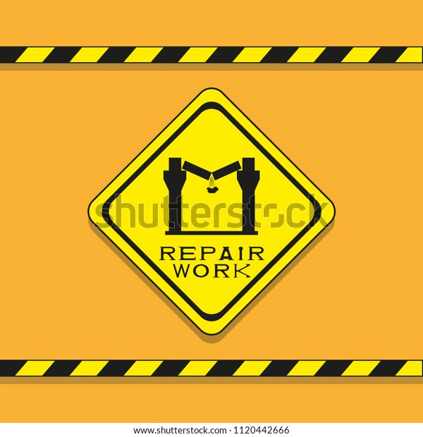 Collapse Ceiling On Plate Inscription Repair Stock Vector Royalty