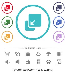 Collapse element flat color icons in circle shape outlines. 12 bonus icons included.
