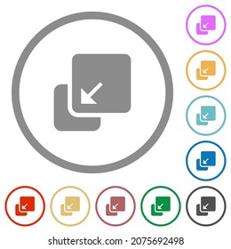 Collapse element solid flat color icons in round outlines on white background