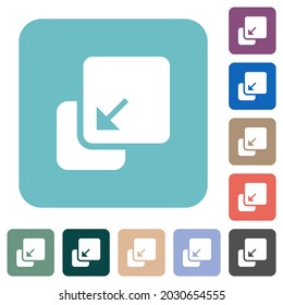 Collapse element white flat icons on color rounded square backgrounds