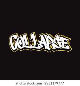 Kollaps Graffiti, Vektormarkierung Buchstaben Wort Straße Kunst