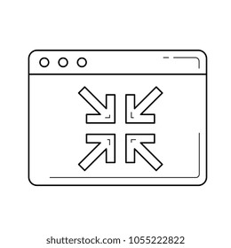 Collapse line icon isolated on white background. Vector line icon of collapse for infographic, website or app.
