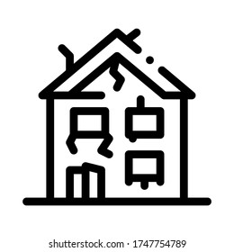 Collapse Of Old House Icon Vector. Collapse Of Old House Sign. Isolated Contour Symbol Illustration