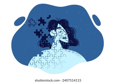 Colapso de la personalidad de la mujer consistente en puzzles y que padece esquizofrenia y trastorno mental polimórfico endógeno. Niña con esquizofrenia y pérdida de reacciones emocionales