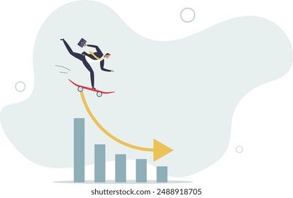 colapso recesión o crisis financiera que hace que las acciones y el mercado de criptomonedas caigan concepto.diseño plano.ilustración con personas.