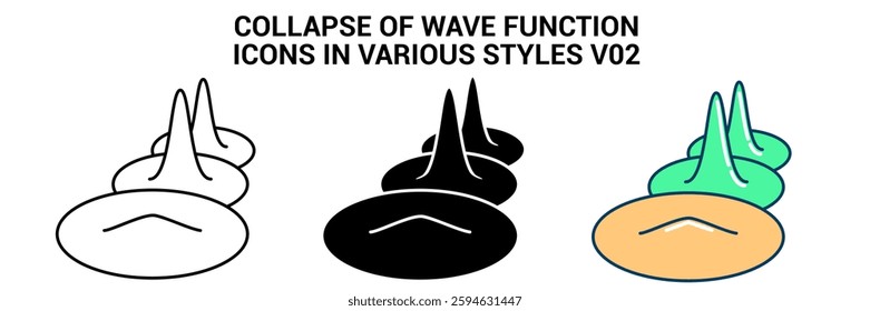 Collapse of Wave Function icon represented by Collapse of Wave Function symbol Line, Filled, Color style.