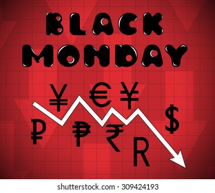 The collapse of world stock markets. Vector illustration.