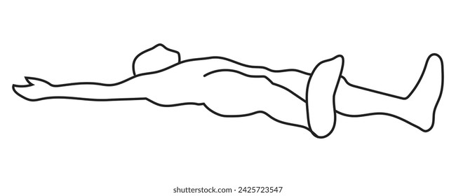 Collapsed body gesture in outline and vector format. 