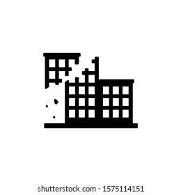 Collapsed building icon in trendy flat style isolated on white background. Symbol for your web site design, logo, app, UI. Vector illustration, EPS