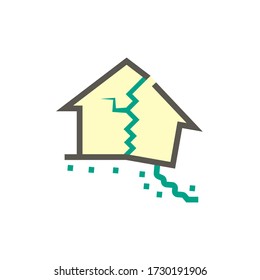 Collapsed house vector icon design.