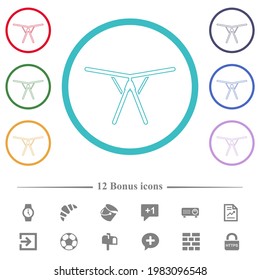 Collapsible clothes dryer rack flat color icons in circle shape outlines. 12 bonus icons included.