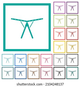 Collapsible Clothes Dryer Rack Solid Flat Color Icons With Quadrant Frames On White Background