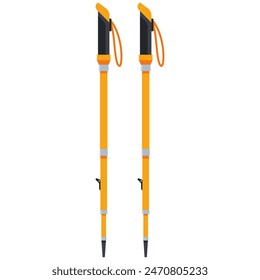 Collapsible hiking poles vector cartoon illustration isolated on a white background.