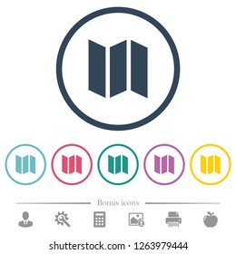 Collapsible map flat color icons in round outlines. 6 bonus icons included.