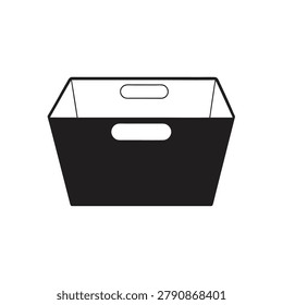 collapsible storage bin silhouette vector art illustration, black and white design