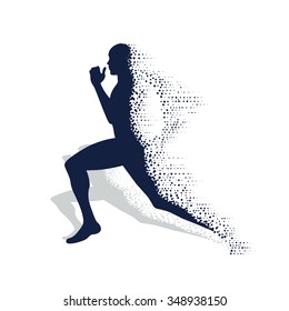 collapsing silhouette of the running athlete