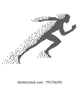 Collapsing silhouette of the running athlete.