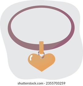 Collar with an address tag for a dog or cat. High quality vector illustration.