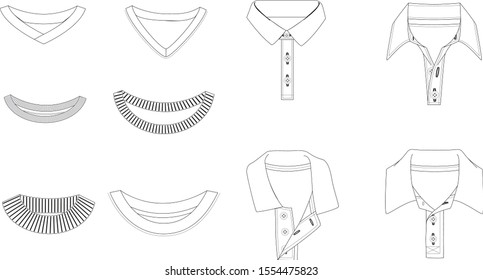 Collar assorted design fashion flat templates