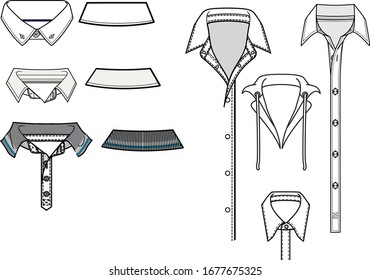 Collar assorted fashion flat templates