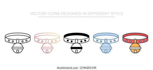 Collar Bell iconos establecidos en estilo diferente con fondo blanco