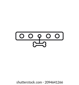 Collar with bone for dog simple line vector icon.