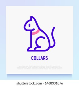 Collar for cat thin line icon. Modern vector illustration for pet shop.