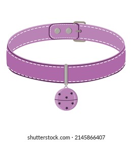 A collar for cats and dogs with a pendant. Vector color isolated cartoon-style illustration.