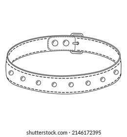 A collar for cats and dogs with a pendant. Vector isolated doodle-style illustration, black line