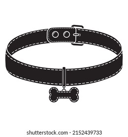 A collar for cats and dogs with a pendant. Vector isolated illustration of a black icon