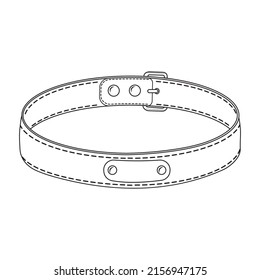 A collar for cats and dogs with a pendant. Vector isolated doodle-style illustration, black line
