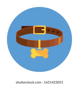 collar for dog with bone in frame circular isolated icon vector illustration design