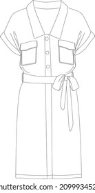 collar front buttoned pocket dress