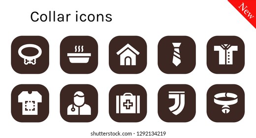  collar icon set. 10 filled collar icons. Simple modern icons about  - Collar, Cat, Dog house, Tie, Shirt, Veterinarian, Veterinary, Juventus